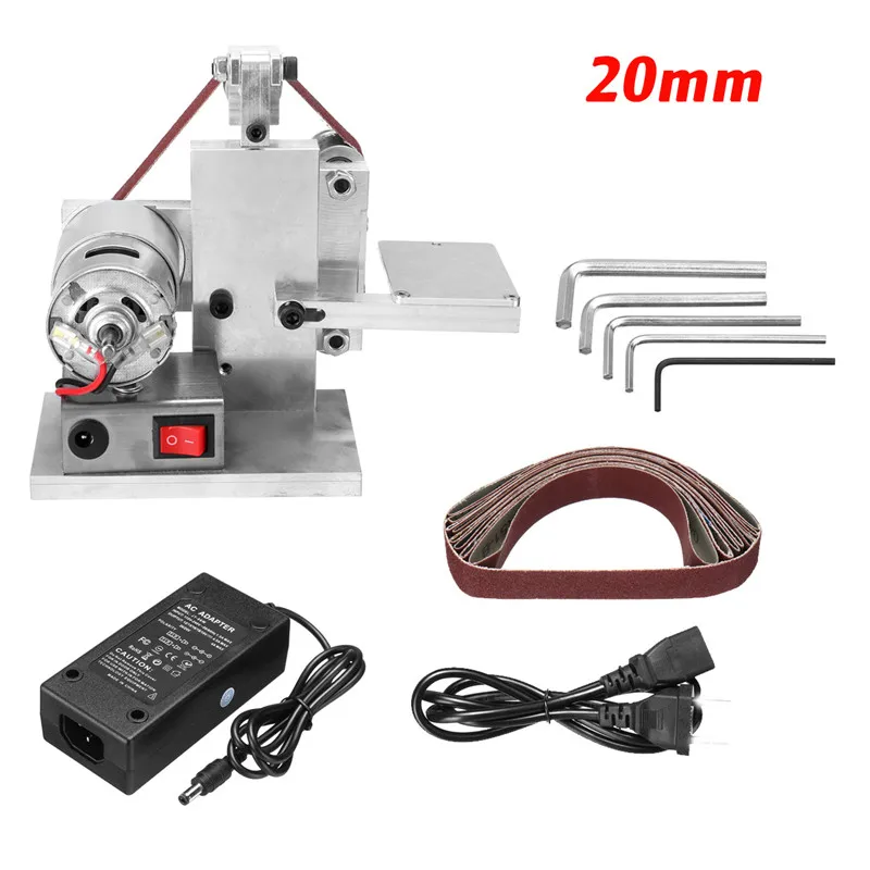 110-240 В Электрический ленточный шлифовальный станок, шлифовальная полировальная машинка, точилка для ножей, деревообрабатывающий металлический шлифовальный станок и 10 шт Абразивных Лент - Цвет: 20mm With Charger