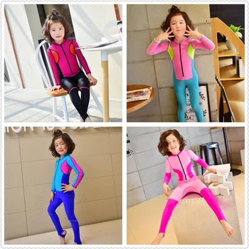 

2019 UV protection one piece swimsuit child full cover bathing suit baby girl swimming costume kids swimwear patchwork wholesale