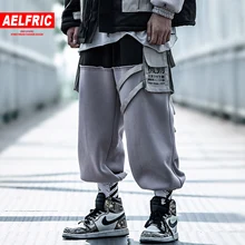 AELFRIC пэтчворк карманы толстые брюки карго мужские Харадзюку хип хоп с лентами спортивные штаны повседневные мужские джоггерстроты уличная одежда