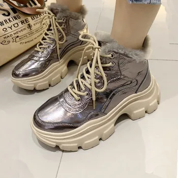 

Luxury brand women's shoes 2019 winter new fashion warm casual sports shoes women thick bottom plus velvet wild women's shoes