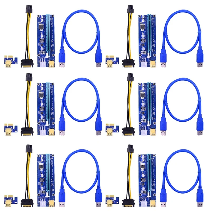 6 шт Золотой VER009 USB 3 0 PCI E VER 009S Экспресс 1X 4x 8x 16x удлинитель адаптер SATA 15pin контактов)|Платы расширения| |