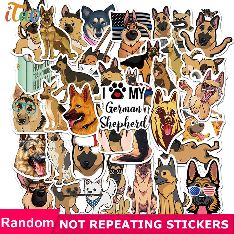 

Random/Pack Animal Dog German Shepherd Sticker Waterproof PVC Skateboard Laptop Graffiti Water Bottle Cool Vsco Stickers Kid Toy