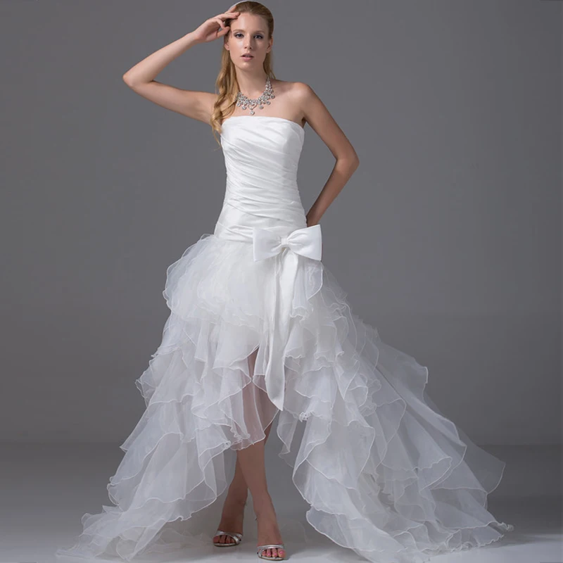 2020 Elegante Tube Topt Hoge Lage Lange Wit Ivoor Bruiloft Boog Jurk Korte Front Lange Bruidsjurk Hoge Kwaliteit 2020 Elegante Tube Topt Hoge Lage Lange Wit Ivoor Bruiloft Boog Jurk Korte Front Lange Bruidsjurk Hoge Kwaliteit