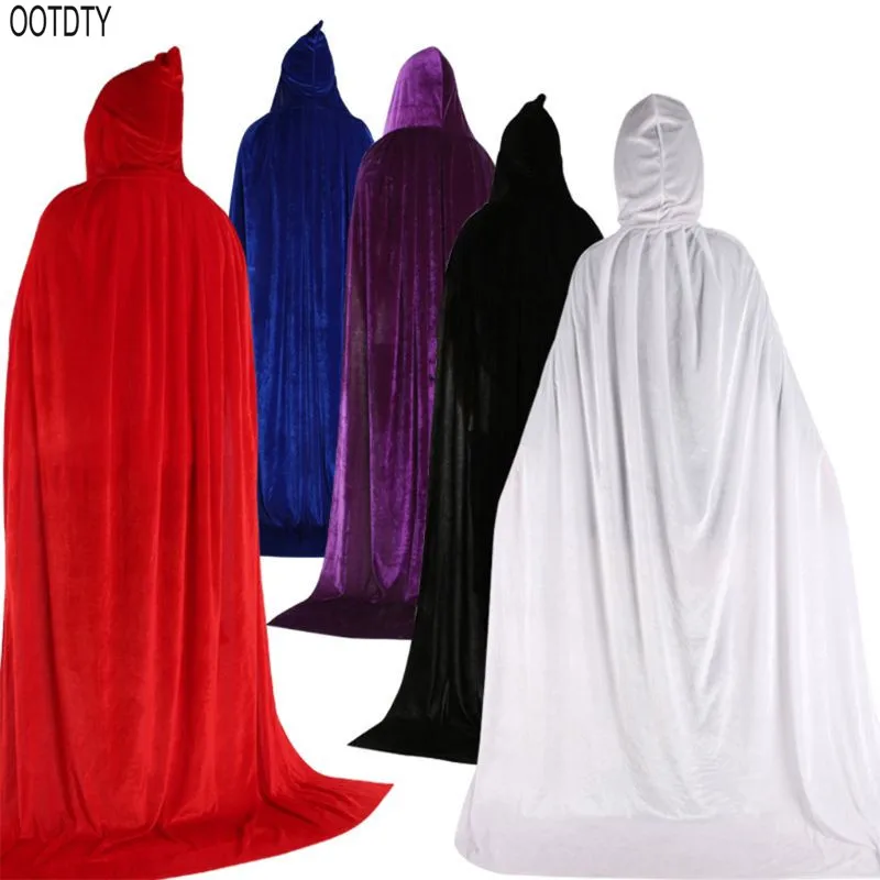 Hooded Cloak Long Velvet Cape for Christmas Halloween Dress up Costumes