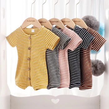 

Summer Rompers Newborn Baby Girl Boy Cotton Striped Romper Jumpsuit Kids Sleeveless Casual Clothes for Toddler 0-12 months