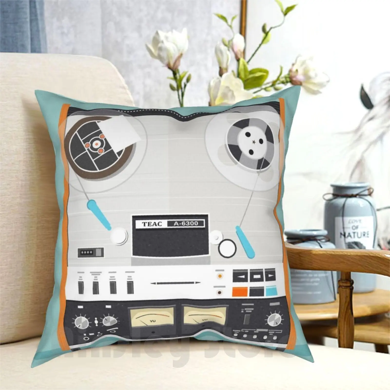 Teac A-6300 Reel To Reel Federa Stampata Home Soft Throw Pillow Teac Tape Reel To Reel Retro Vintage Equipment