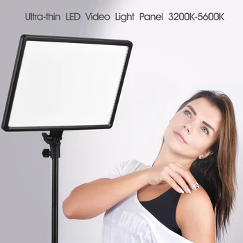 

Large LED Video Light Panel Studio Photography Lamp 3200K-5600K Bi-color Adjustable Brightness 50W with LED Display for Youtube