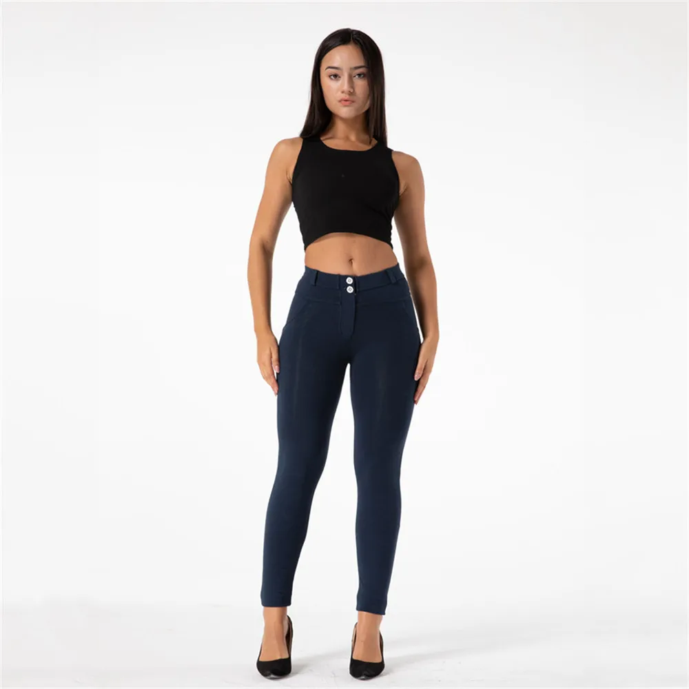 Shascullfites gym and shaping Blue Pleather Pants Navy Faux