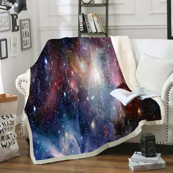 

Galaxy Blanket Star Space Throw Blanket Universe Sherpa Fleece Blanket Blue Black Purple Soft Cozy Plush Blanket For Boys Girls