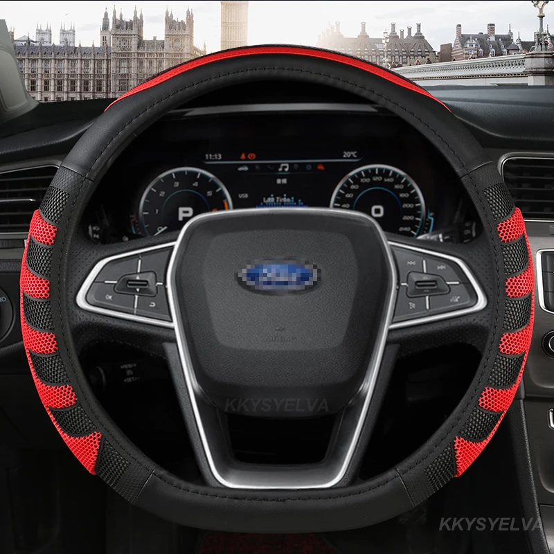 🏎️ Funda Antideslizante De Cuero Para Volante | Diámetro 15'' (38 Cm) | Mejora El Agarre Y Estilo