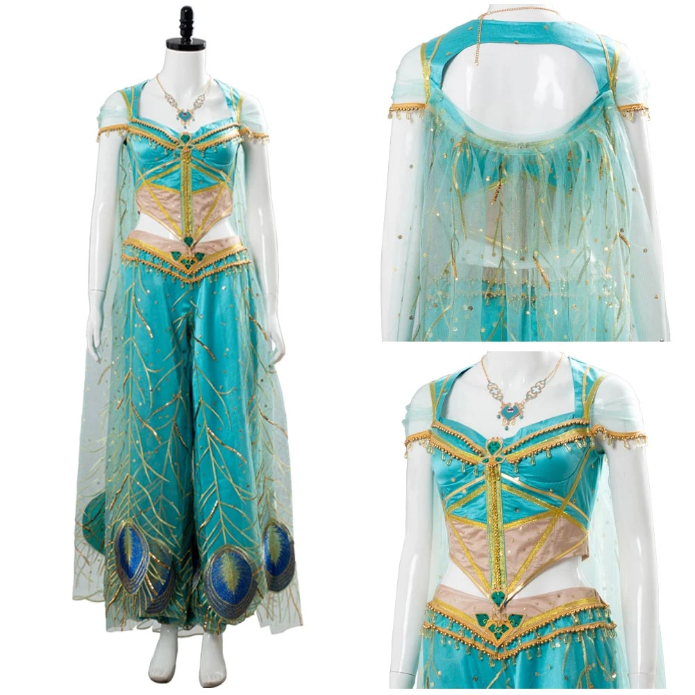 Film Prinses Aladdin Jasmine Cosplay Aladdin Kostuum Blauwe Jurk Halloween Prinses Outfit|Film & TV Kostuums| AliExpress