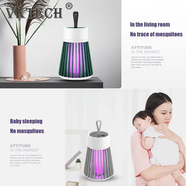 Usb Szúnyoggyilkos Ultraibolya Lámpa Led Elektronikus Légyriasztó Hiba Zapper Alacsony Zajú Rovar Csapda Uv Anti Szúnyoglámpa - Image 4