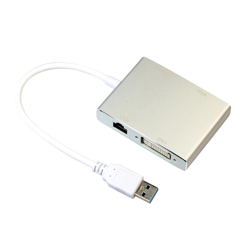 Usb 3,0 концентратор к 4K HDMI VGA DVI Rj45 10/100/1000 Gigabit Ethernet Lan 4 в 1 конвертер видеоадаптера кабель
