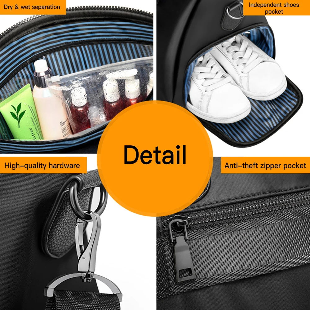 Travel Sports Bag Large Capacity Fitness Handbag Luggage Travel Nylon Duffle Bags Nylon Weekend Multifunctional Gym Bag  X335D