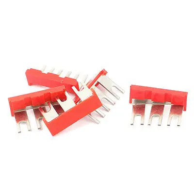 

400V 10A 3 Postions Pre Insulated Connector Terminal Jumper Strip Fork Red 5Pcs
