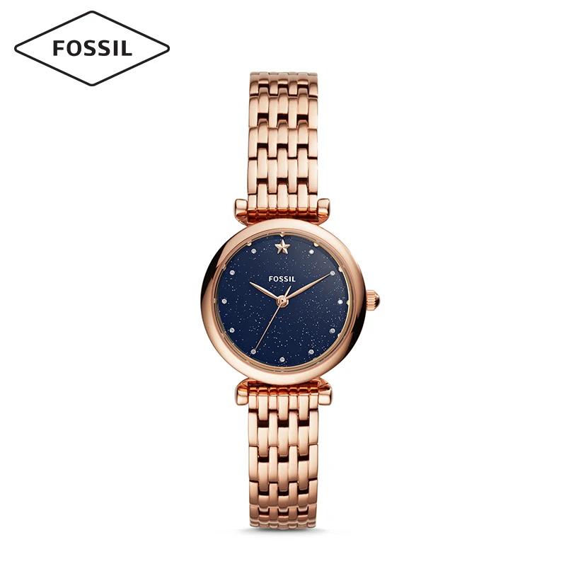

2020Fossil Fashion Luxury Brand Starry Sky Style Diamond Blue Dial Rose Gold Ladies Watch