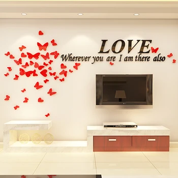 

New Style 3d Butterfly Wall Sticker Diy Acrylic Wall Stickers Livingroom Tv Sofa Background 1 Piece Lovely Bedroom Decor B