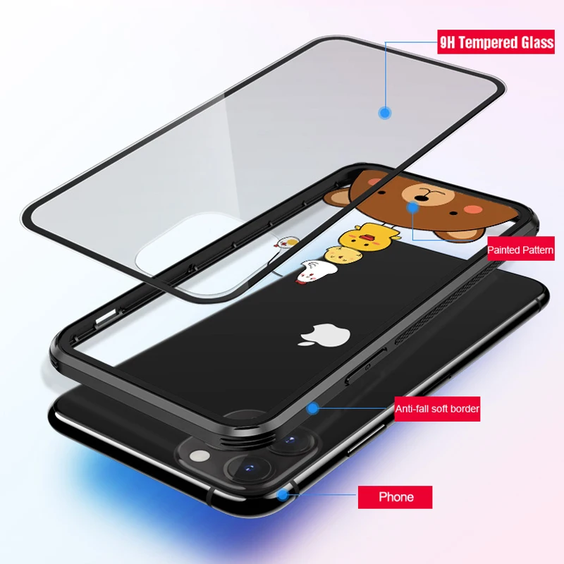 Чехол из закаленного стекла для iphone 11 pro max 6,5 6,1 Защита Прозрачный чехол для телефона s для iphone 11 pro стеклянная оболочка