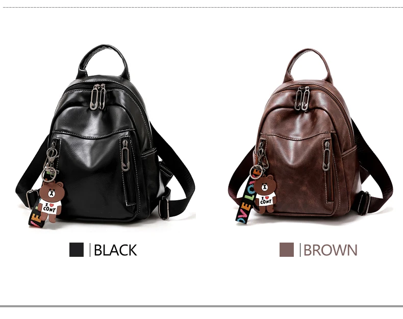Double Zipper Backpack Women School Bags PU Leather for Teenagers Girls Travel Bags Designer Women Backpack Soft Laptop Backpack