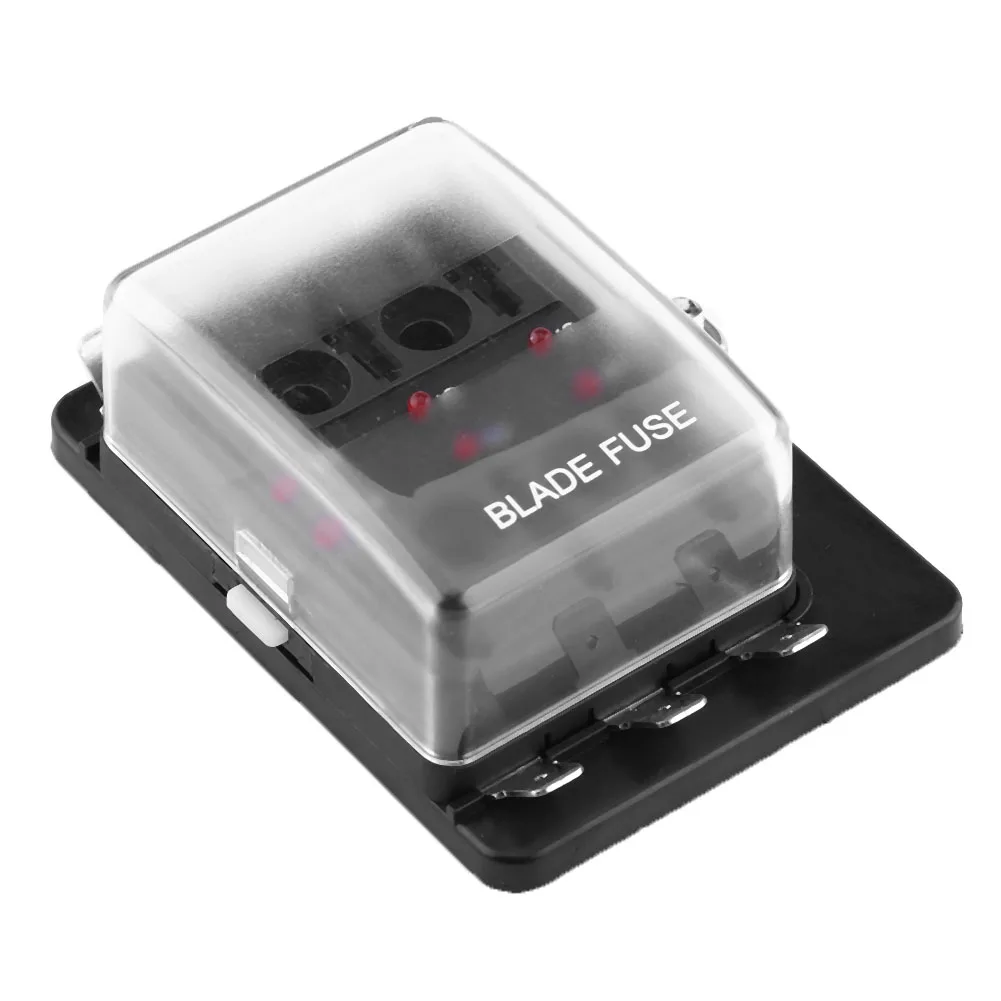 6 способ цепи лезвие предохранителя блок держатель с Светодиодный индикатор выдувного предохранителя Прозрачная крышка ПК PA66 база для автомобиля Ван лодка морской