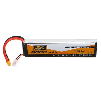 

ZOP Power 7.4V 8000mAh 45C 2S Lipo Battery XT60 Plug for RC HPI HSP 1/8 1/10 Buggy RC Car Truck Axial Scx10