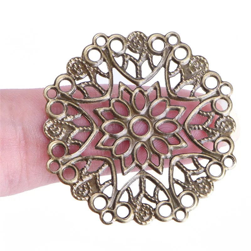 50PCS Doreen Box Filigrane Blume Wraps Anschlüsse Eisen Legierung Bronze Ton Farbe Für DIY Schmuck Machen Erkenntnisse 35mm Loch: 1mm – Detail 7