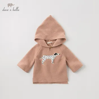 

DB11420 dave bella winter cute baby girls cartoon knitted hooded sweater kids fashion pullover toddler boutique tops