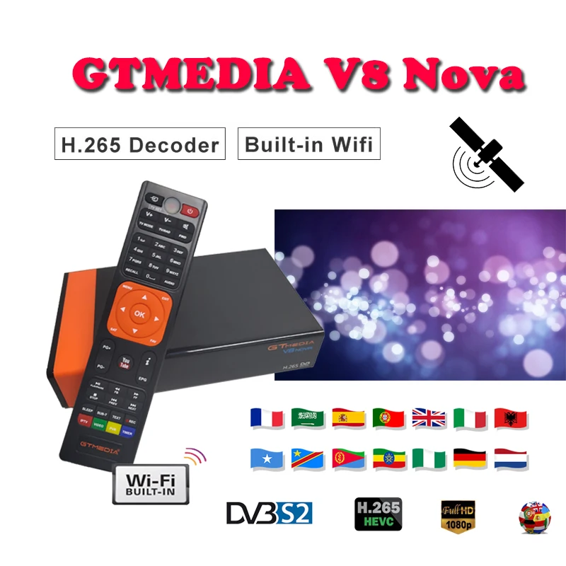 

Satellite signal finder GTmediaV8 Nova DVB-S2 built-in Wifi Full HD H.265 support cccam cline freesat youtube satellite receiver