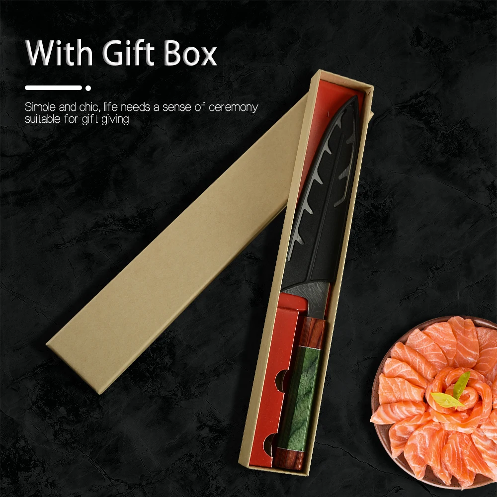 大马士革八角彩木柄方头8寸千羽纹厨师刀详情页_09