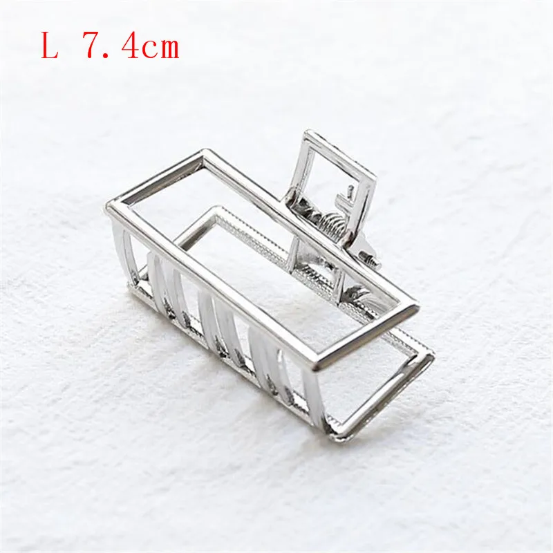 B L silver Women Girls Geometric Hair Claw Clamps Hair Crab Moon Shape Hair Clip Claws Solid Color Accessories Hairpin Large/Mini Size - Цвет: B L silver