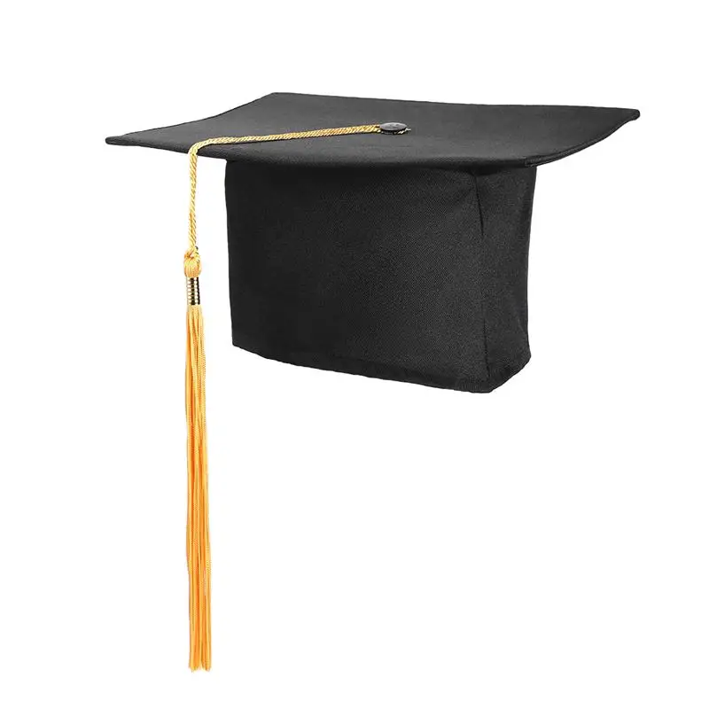 

LUOEM 1PC Adjustable Adults Teacher Mortar Board Graduation Hat Cap Fancy Dress Accessory (Black+Yellow)