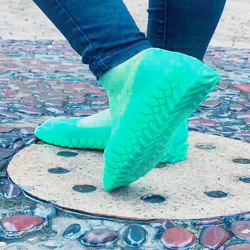 Флуоресцентные Водонепроницаемые дождевые бахилы, туфли для многократного применения, Нескользящие силиконовые чехлы для обуви, обуви, пылезащитный чехол