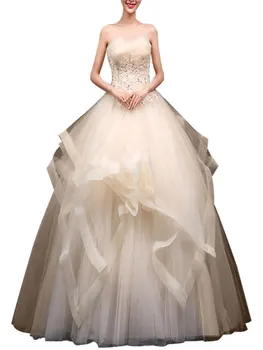 

Eye-Catching Oraganza Tulle Beading Prom Ball Gown Sweetheart Sleeveless Backless Lace-Up Floor Ruffled Evening Formal Dress