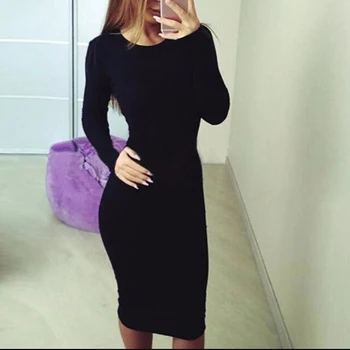 

GAOKE Sexy Bandage Party Dress Women O-Neck Skinny Pencil Christmas Dress Casual Dress Vestidos