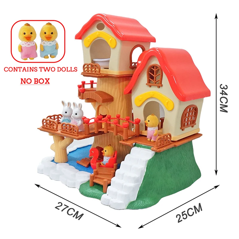 

1/12 Tree House Forest Family Landscape Garden Villa Amusement Park Mini Furniture Critters Rabbit Pretend Play Toy For Girl