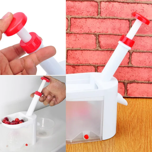 Cherry Corer With Container Kitchen Gadgets Tools Novelty Super Cherry Pitter Stone Corer Remover 10pcs Cherry Pitters Pad 3