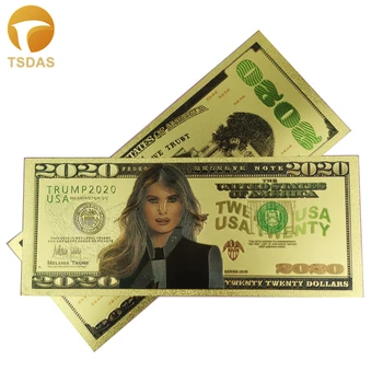 

24k Color Gold Banknote The First Lady Melania Gold Plated Paper Money for Christmas Gifts and Collection