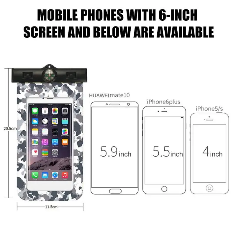 Плавательные водонепроницаемые сумки для телефона Camo Clear Smart touch screen чехол для сотового телефона дизайн сенсорное управление более удобный - Цвет: B