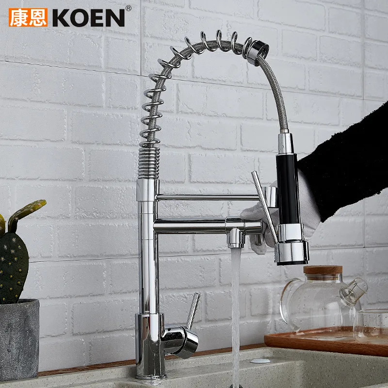 

Hot And Cold Mixing Water Multi-functional Spring Pulling Kitchen Faucet Kitchen Sink Copper Faucet Sanitary Ware