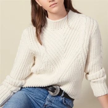 

Runway Twist Patchwork Autumn Winter Sweaters Ladies O Neck Long Sleeve Casual Pullovers Slim Fashion Knitted Jumper Tops Solid