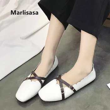 

Marlisasa Women Classic White Round Toe Pu Leather Office Shoes Lady Brown Comfort Spring Anti Skid Shoes Zapatos De Mujer H5101