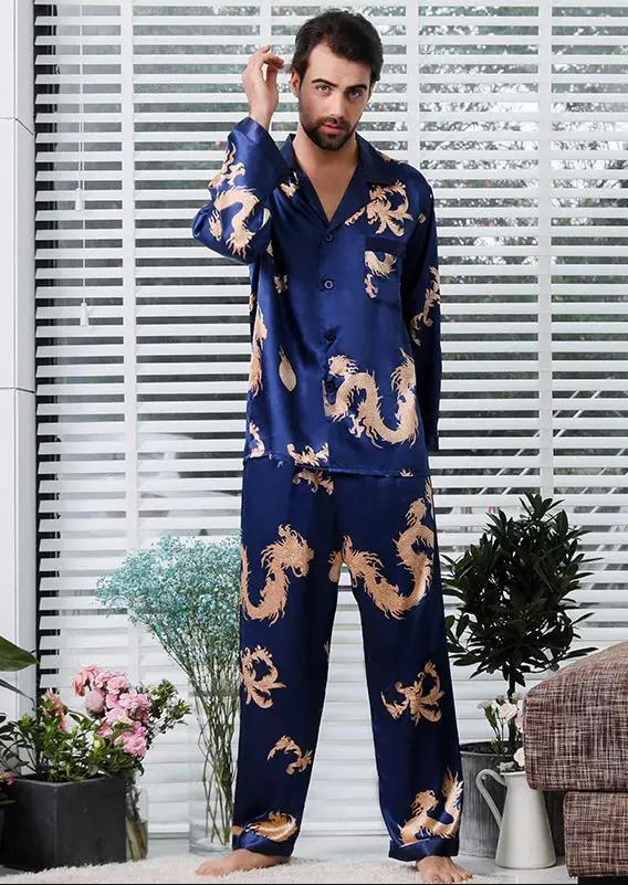 Couple-Silk-Satin-Pajamas-Pyjamas-Set-Long-Sleeve-Sleepwear-Pijama-Pajamas-Suit-Women-And-Man-Sleep (4) - 副本