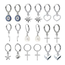 Новинка, маленькие 925 пробы, серебряные Подвесные серьги-гвоздики, серьги для женщин, глаз, крест, сердце, змеиная звезда, очаровательные маленькие серьги-гвоздики DA506