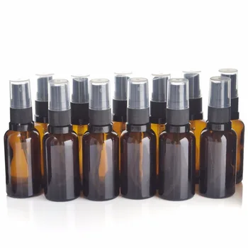 

12pcs Empty Refillable 30ml Amber Glass Spray Bottle Vaporizador with Fine Mist Sprayers for essential oil aromatherapy perfume