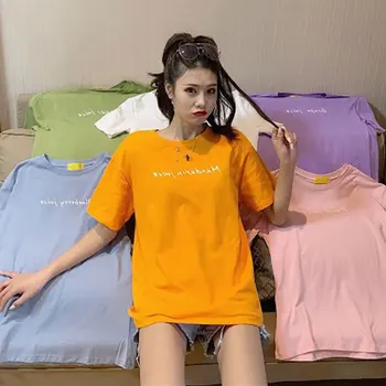 

fashion letter T-shirt women 2020 summer casual wild short-sleeved loose was thin bottoming shirt