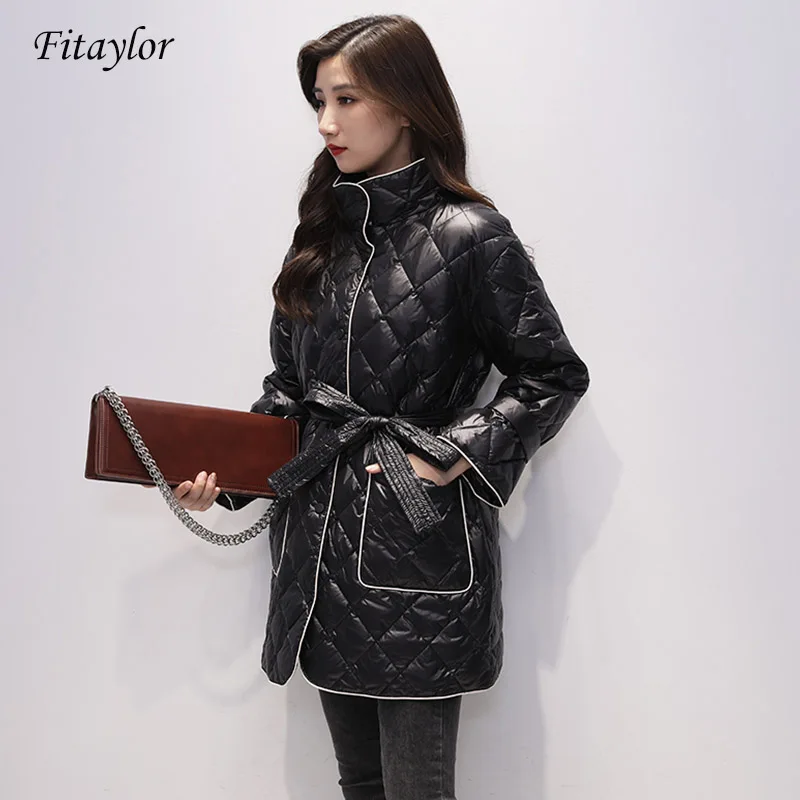 Fitaylor новинка зимняя куртка женский ультра светильник пуховик на белом утином