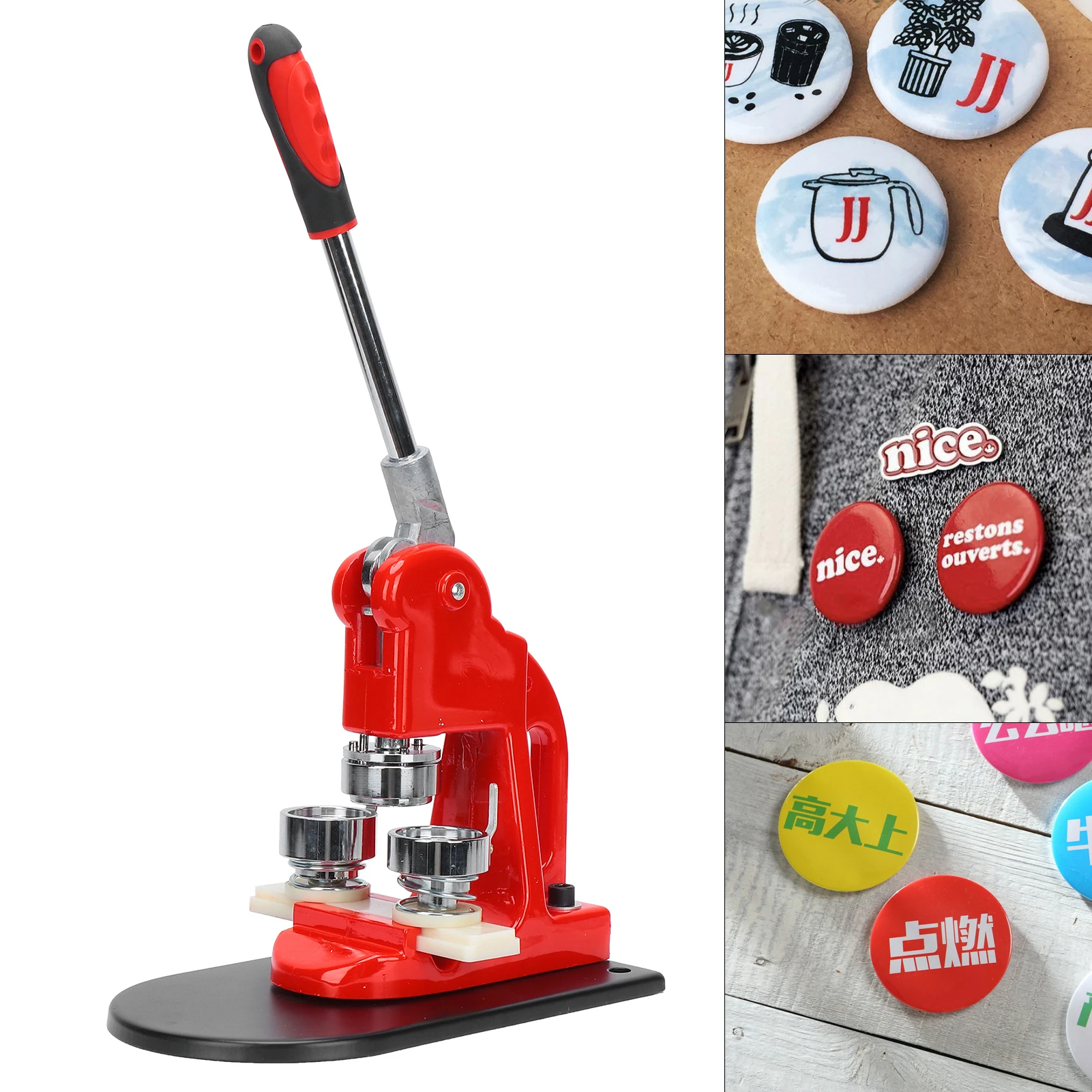 Badge Maker Machine 32 mm Metal Label Maker Machine with Mold for DIY Label Image Buttons Pin Making