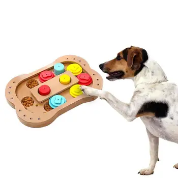 

GloryStar Foraging Food Treated Wooden Dog Toy Educational Pet Bone Paw Puzzle Interactive Toys for Dogs