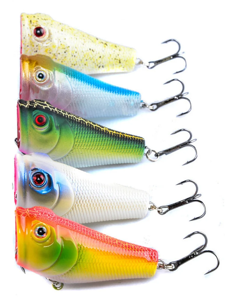 5pcs Carp Fishing Lures 5cm/8g Topwater Popper Fishing Bait Artifical 5