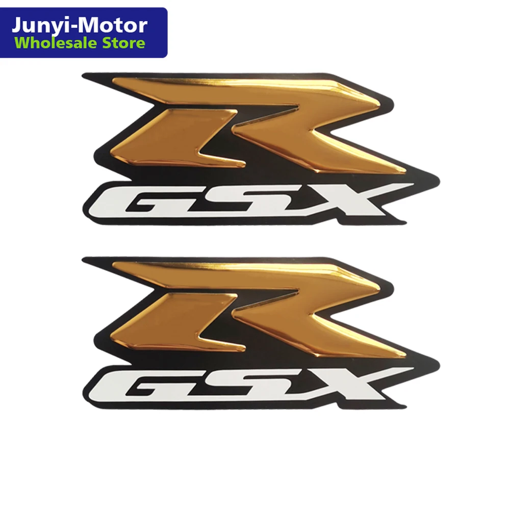 2Pcs Gold 3D Raise Tank Fairing Sticker Decal Badge For Suzuki GSXR 600 750 1000